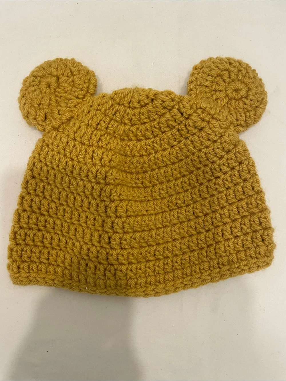 Kids Crochet Bear Beanie Hat - Mustard